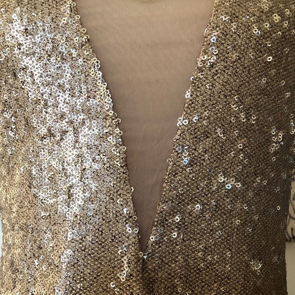 Elliatt Gold Sequin Shimmery Spaghetti Strap Dress - Picture 7 of 8